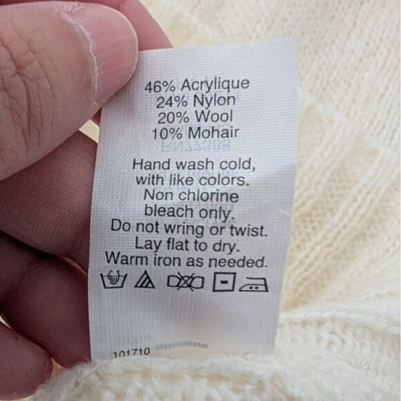 J Crew Factory Shawl Collar Sweater Womens Size Medium Cream Wool Mohair Knit - Picture 7 of 7